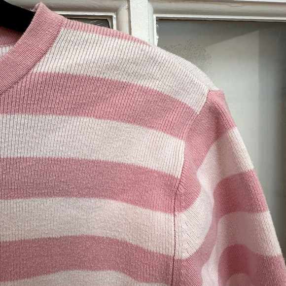 Vintage L.L Bean Dark & Light Pink Stripe Cotton Sweater Top Blouse Size Small S - Picture 3 of 12